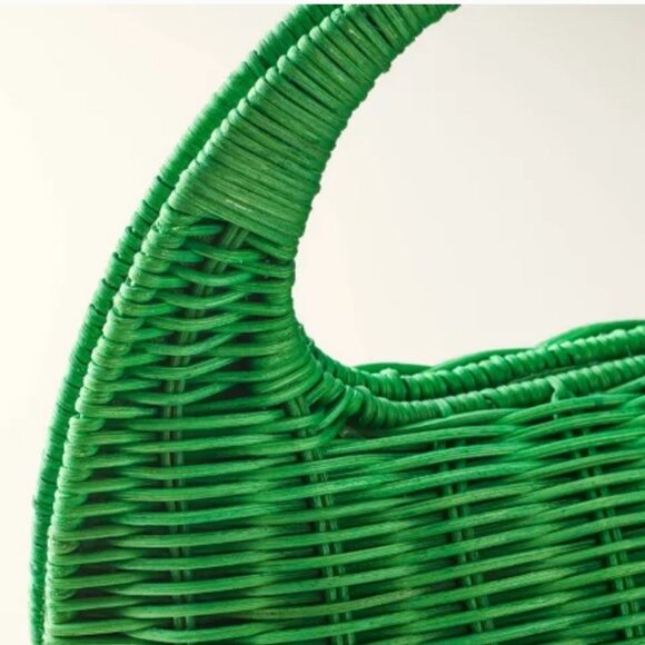 New Kate Spade Wicker Crescent Woven Basket Handbag Bag Purse x Target Green - Picture 4 of 4
